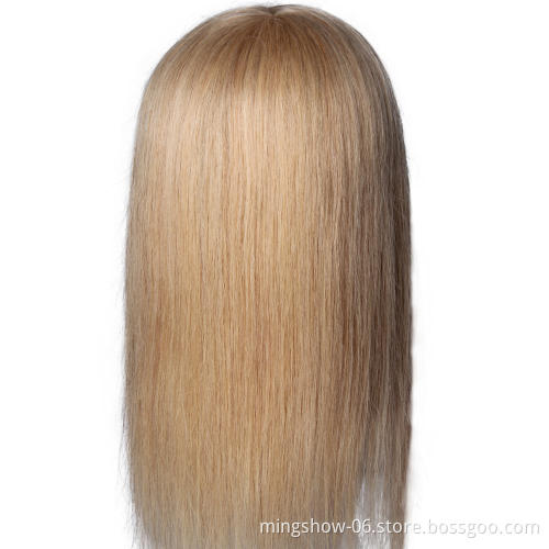 Golden blonde 100% human hair training doll head